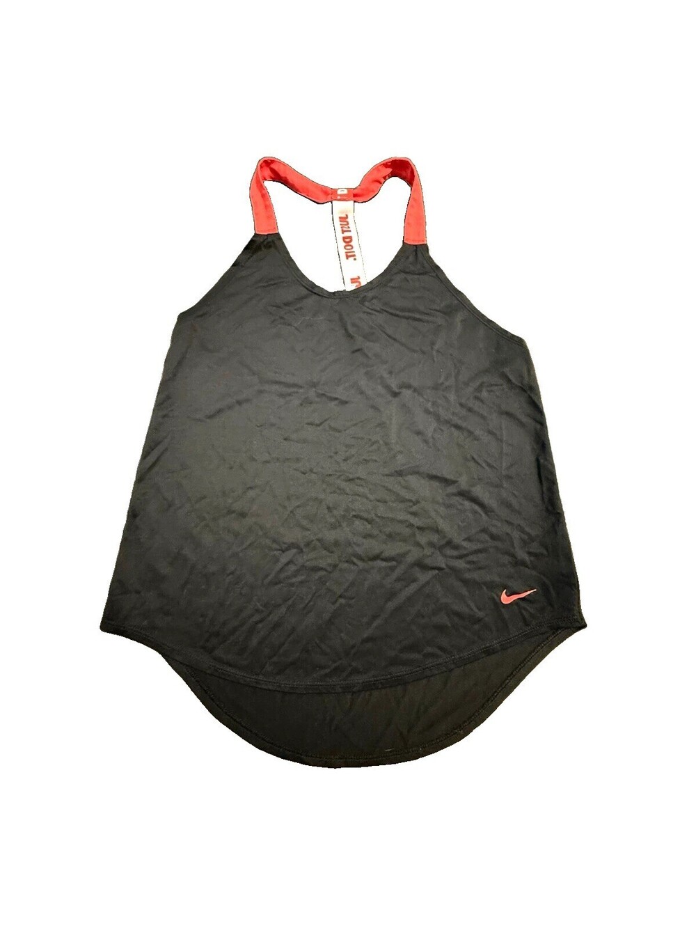 Nike Dri-FIT Tank Womens S Black Red Racerback Scoop Neck Solid Activewear